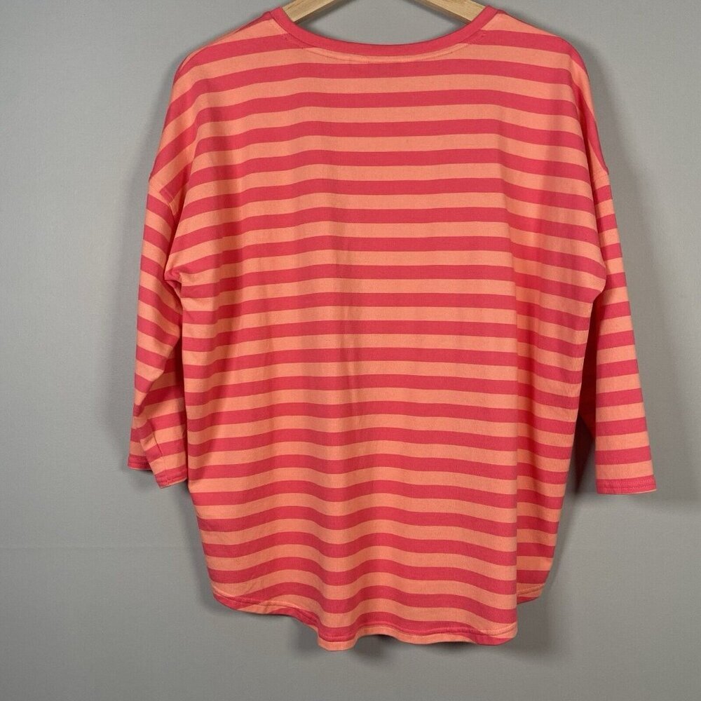 Vineyard Vines 3/4 Sleeve Shirt Pink Orange Stripes Resortwear Women’s M Preppy - Picture 3 of 10